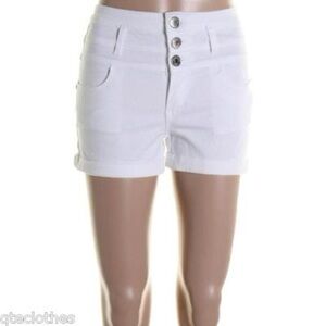 Celebrity Pink Women’s White Button-Up Jean Shorts